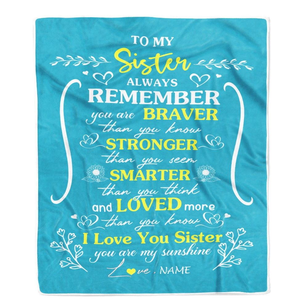 Personalized To My Sister Blanket From Sister Teal I Love You Sister Birthday Christmas Gift Customized Bed Quilt Fleece Throw Blanket Blanket | Teecentury.com
