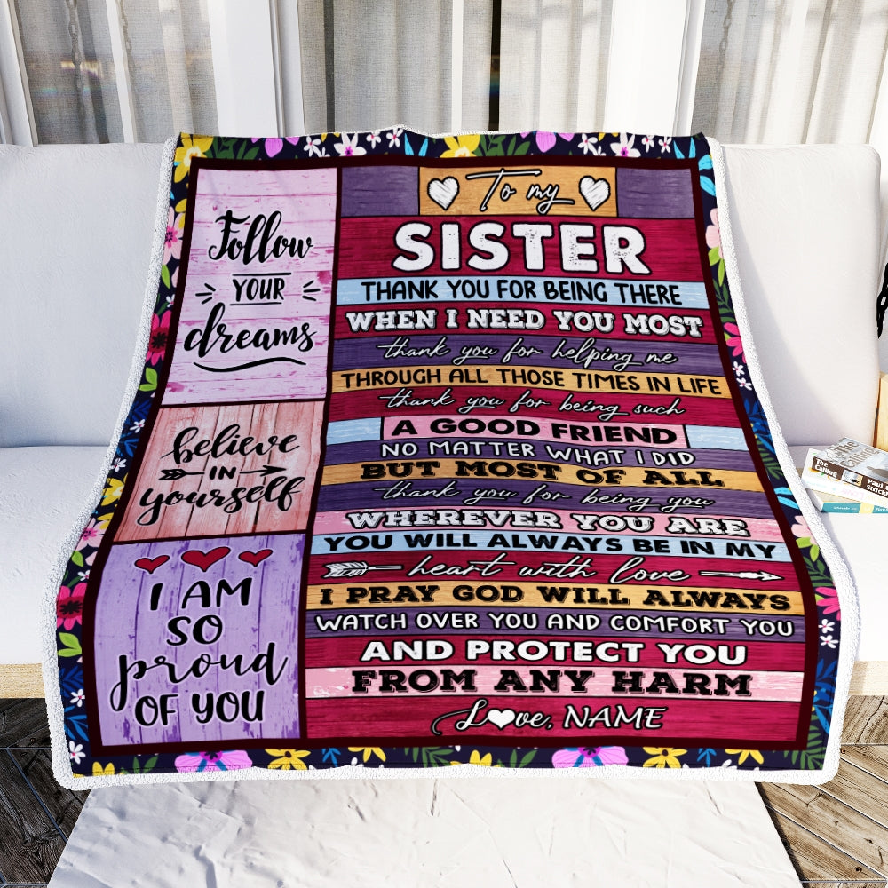 Personalized To My Sister Blanket from Brother You Will Always Be In My Heart Sister Birthday Thanksgiving Christmas Customized Fleece Throw Blanket Blanket | Teecentury.com