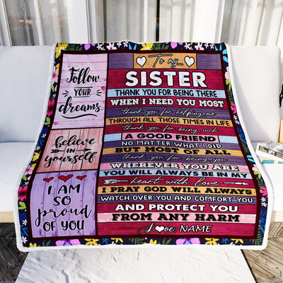 Personalized To My Sister Blanket from Brother You Will Always Be In My Heart Sister Birthday Thanksgiving Christmas Customized Fleece Throw Blanket Blanket | Teecentury.com