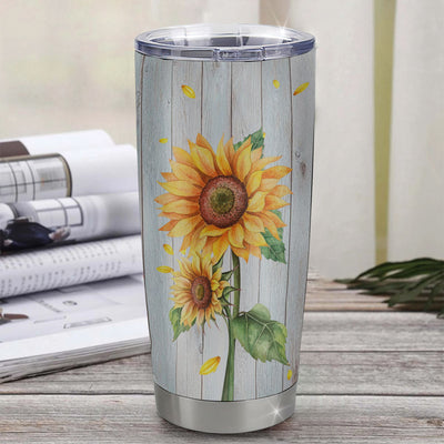Personalized To My Sister From Brother Stainless Steel Tumbler Cup Sunflower Wood Laugh Love Live Sister Birthday Graduation Christmas Travel Mug | teecentury