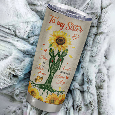 Personalized To My Sister From Sister Stainless Steel Tumbler Cup Sunflower You Are My Sunshine Sister Birthday Graduation Christmas Travel Mug | teecentury