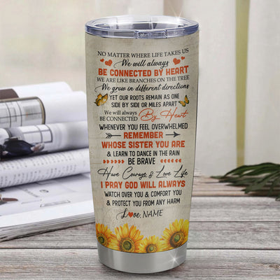 Personalized To My Sister From Sister Stainless Steel Tumbler Cup Sunflower You Are My Sunshine Sister Birthday Graduation Christmas Travel Mug | teecentury