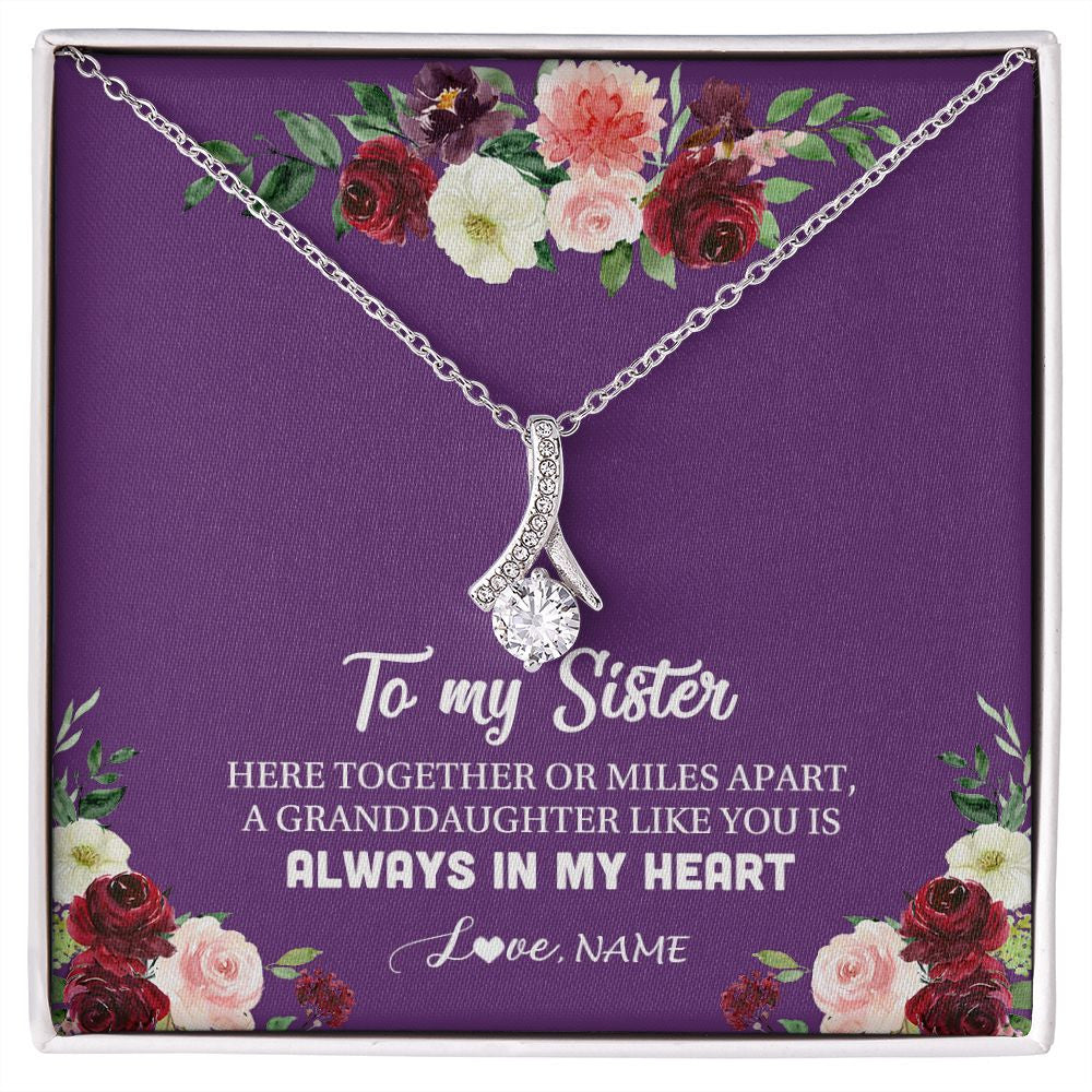 Alluring Beauty Necklace | Personalized To My Sister Necklace From Brother Sisster Love You Is Always In My Heart Sister Birthday Christmas Jewelry Customized Gift Box Message Card | teecentury