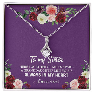 Alluring Beauty Necklace | Personalized To My Sister Necklace From Brother Sisster Love You Is Always In My Heart Sister Birthday Christmas Jewelry Customized Gift Box Message Card | teecentury