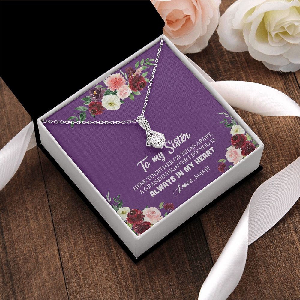 Alluring Beauty Necklace | Personalized To My Sister Necklace From Brother Sisster Love You Is Always In My Heart Sister Birthday Christmas Jewelry Customized Gift Box Message Card | teecentury
