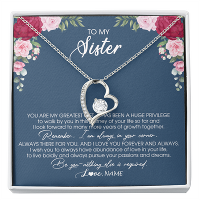 Forever Love Necklace | Personalized To My Sister Necklace From Brother Sister You Are My Greatest Gift Sister Birthday Christmas Customized Jewelry Gift Box Message Card | teecentury