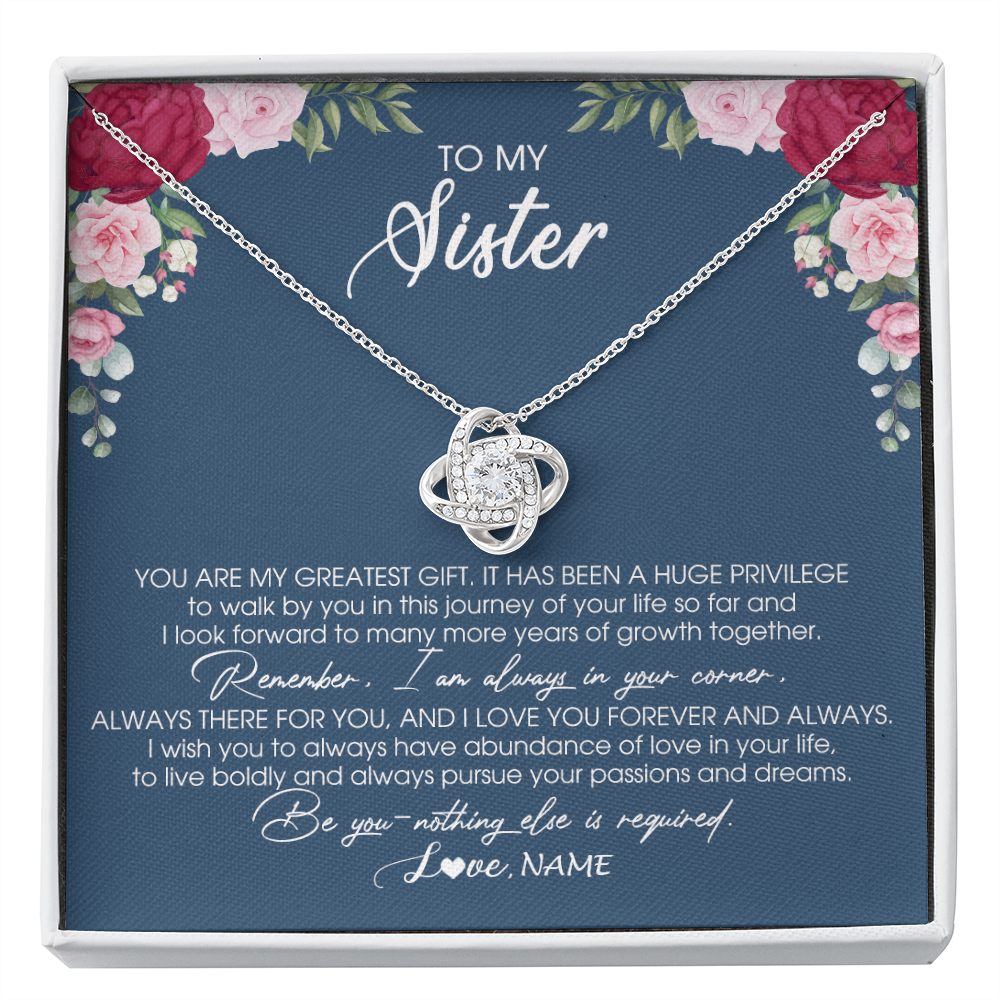 Love Knot Necklace | Personalized To My Sister Necklace From Brother Sister You Are My Greatest Gift Sister Birthday Christmas Customized Jewelry Gift Box Message Card | teecentury