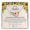 Interlocking Hearts Necklace | Personalized To My Sister Necklace From Brother Sunflower You Are My Sunshine Sister Jewelry Graduation Birthday Christmas Customized Gift Box Message Card | teecentury