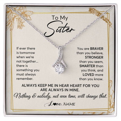 Alluring Beauty Necklace | Personalized To My Sister Necklace From Sister Brother Always Keep Me In Your Heart Sister Birthday Graduation Christmas Customized Gift Box Message Card | teecentury