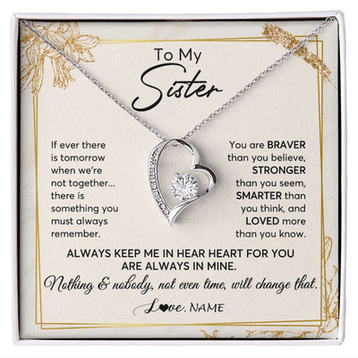 Forever Love Necklace | Personalized To My Sister Necklace From Sister Brother Always Keep Me In Your Heart Sister Birthday Graduation Christmas Customized Gift Box Message Card | teecentury
