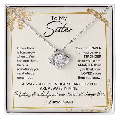 Love Knot Necklace | Personalized To My Sister Necklace From Sister Brother Always Keep Me In Your Heart Sister Birthday Graduation Christmas Customized Gift Box Message Card | teecentury