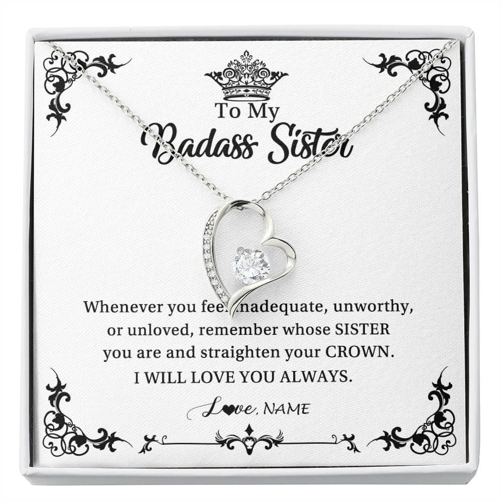 Forever Love Necklace | Personalized To My Sister Necklace From Sister Brother I Will Love You Always Sister Pendant Jewelry Birthday Graduation Christmas Customized Message Card | teecentury