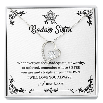 Forever Love Necklace | Personalized To My Sister Necklace From Sister Brother I Will Love You Always Sister Pendant Jewelry Birthday Graduation Christmas Customized Message Card | teecentury