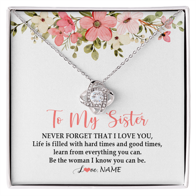 Love Knot Necklace | Personalized To My Sister Necklace From Sister Brother Never Forget That I Love You Sister Pendant Jewelry Birthday Christmas Customized Gift Box Message Card | teecentury