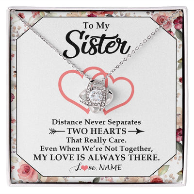 Love Knot Necklace | Personalized To My Sister Necklace From Sister Brother Two Hearts Together Sister Birthday Graduation Christmas Jewelry Customized Gift Box Message Card | teecentury
