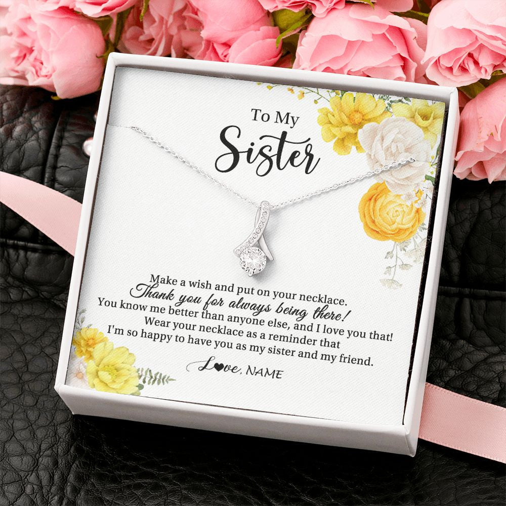 Alluring Beauty Necklace | Personalized To My Sister Necklace From Sister My Friend Unbiological Sister Soul Sister Birthday Christmas Graduation Jewelry Customized Gift Box Message Card | teecentury