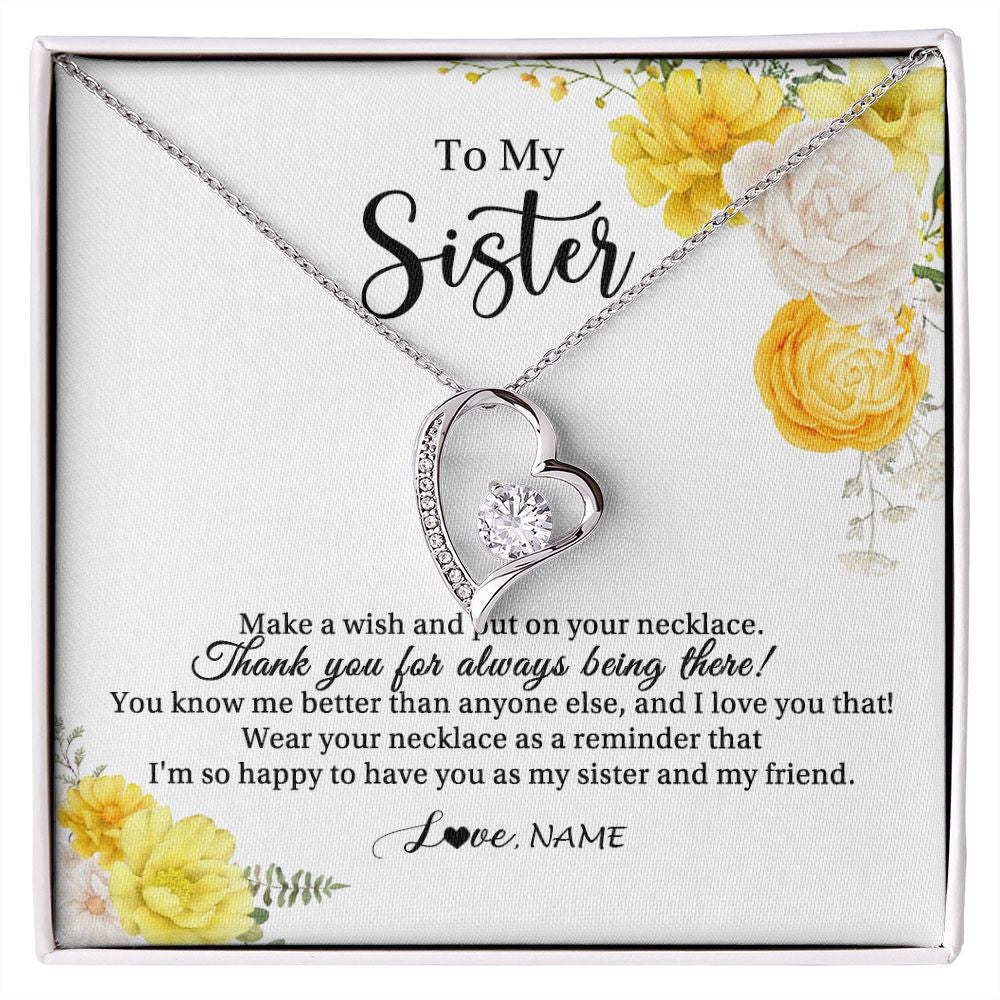 Forever Love Necklace | Personalized To My Sister Necklace From Sister My Friend Unbiological Sister Soul Sister Birthday Christmas Graduation Jewelry Customized Gift Box Message Card | teecentury