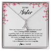 Alluring Beauty Necklace | Personalized To My Sister Necklace From Sister She's A Loving Friend Bestie Sister Birthday Graduation Christmas Pendant Customized Gift Box Message Card | teecentury