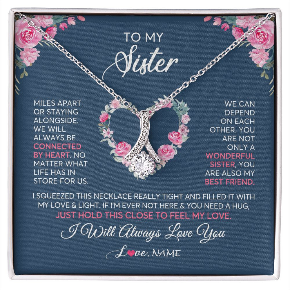 Alluring Beauty Necklace | Personalized To My Sister Necklace From Sister You Are Also My Best Friend Sister Birthday Graduation Christmas Jewelry Customized Gift Box Message Card | teecentury