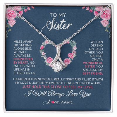 Alluring Beauty Necklace | Personalized To My Sister Necklace From Sister You Are Also My Best Friend Sister Birthday Graduation Christmas Jewelry Customized Gift Box Message Card | teecentury
