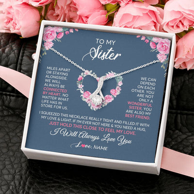Alluring Beauty Necklace | Personalized To My Sister Necklace From Sister You Are Also My Best Friend Sister Birthday Graduation Christmas Jewelry Customized Gift Box Message Card | teecentury