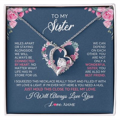 Forever Love Necklace | Personalized To My Sister Necklace From Sister You Are Also My Best Friend Sister Birthday Graduation Christmas Jewelry Customized Gift Box Message Card | teecentury