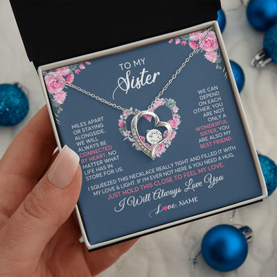 Forever Love Necklace | Personalized To My Sister Necklace From Sister You Are Also My Best Friend Sister Birthday Graduation Christmas Jewelry Customized Gift Box Message Card | teecentury