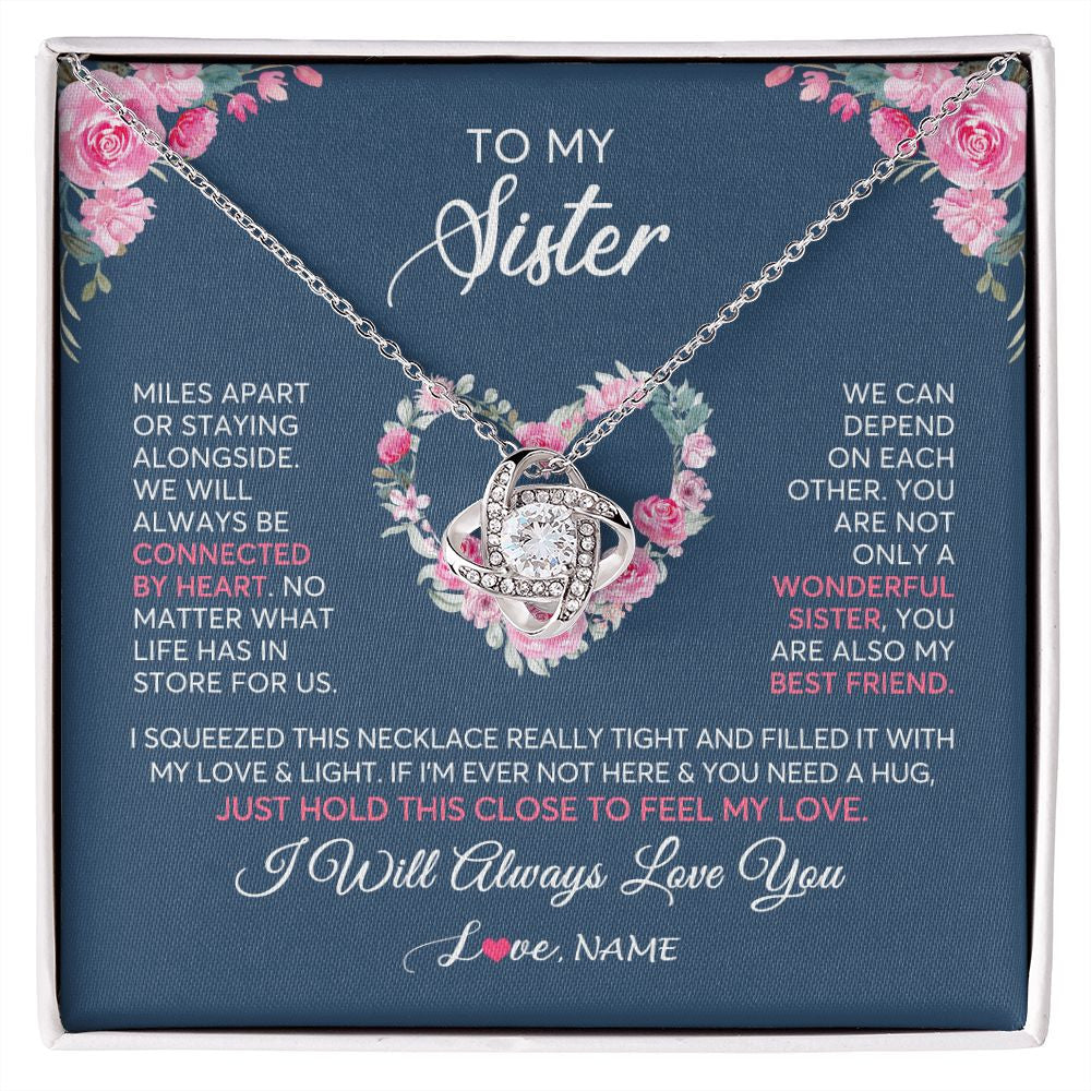 Love Knot Necklace | Personalized To My Sister Necklace From Sister You Are Also My Best Friend Sister Birthday Graduation Christmas Jewelry Customized Gift Box Message Card | teecentury