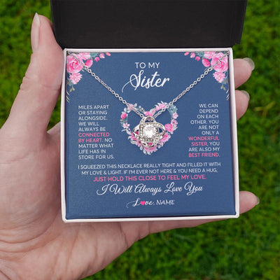 Love Knot Necklace | Personalized To My Sister Necklace From Sister You Are Also My Best Friend Sister Birthday Graduation Christmas Jewelry Customized Gift Box Message Card | teecentury