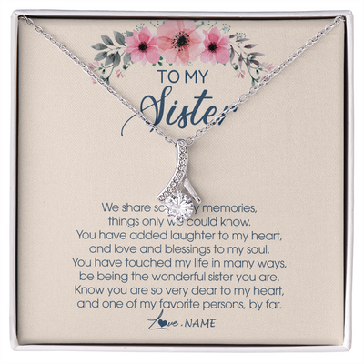Alluring Beauty Necklace | Personalized To My Sister Necklace On Her Wedding Day We Share So Many Memories Sister Jewelry Birthday Graduation Christmas Customized Gift Box Message Card | teecentury