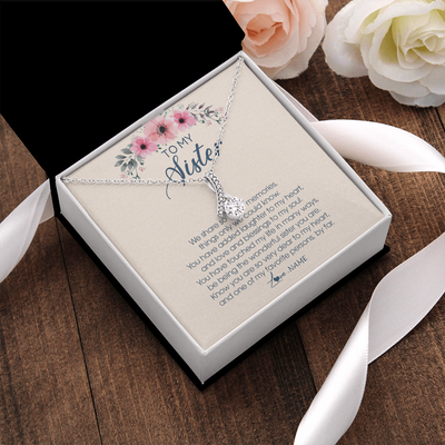 Alluring Beauty Necklace | Personalized To My Sister Necklace On Her Wedding Day We Share So Many Memories Sister Jewelry Birthday Graduation Christmas Customized Gift Box Message Card | teecentury