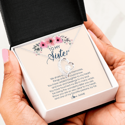Forever Love Necklace | Personalized To My Sister Necklace On Her Wedding Day We Share So Many Memories Sister Jewelry Birthday Graduation Christmas Customized Gift Box Message Card | teecentury