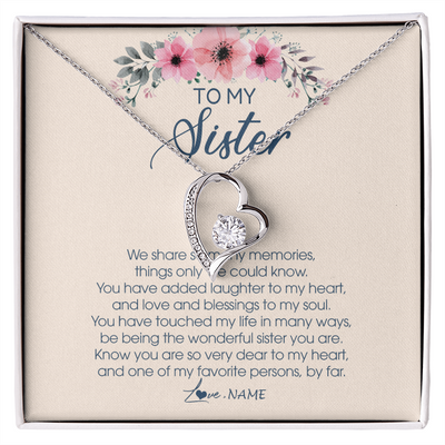Forever Love Necklace | Personalized To My Sister Necklace On Her Wedding Day We Share So Many Memories Sister Jewelry Birthday Graduation Christmas Customized Gift Box Message Card | teecentury