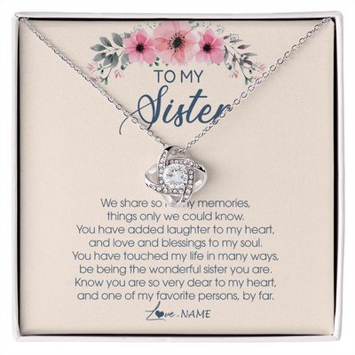 Love Knot Necklace | Personalized To My Sister Necklace On Her Wedding Day We Share So Many Memories Sister Jewelry Birthday Graduation Christmas Customized Gift Box Message Card | teecentury