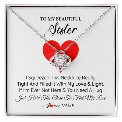 Love Knot Necklace | Personalized To My Sister Necklace from Brother Sister I Squeezed This Necklace Sister Birthday Graduation Christmas Customized Gift Box Message Card | teecentury