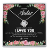 Love Knot Necklace | Personalized To My Sister Necklace from Brother Sister Never Forget I Love You Floral Jewelry for Sister Birthday Graduation Christmas Customized Message Card | teecentury