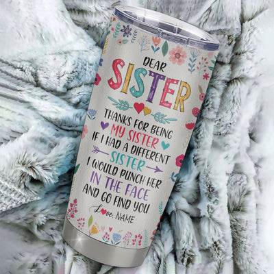 Personalized To My Sister Stainless Steel Tumbler Cup Flowers Always My Sister Forever My Friend Little Big Sis Friendship Best Friends Birthday Christmas Travel Mug | teecentury