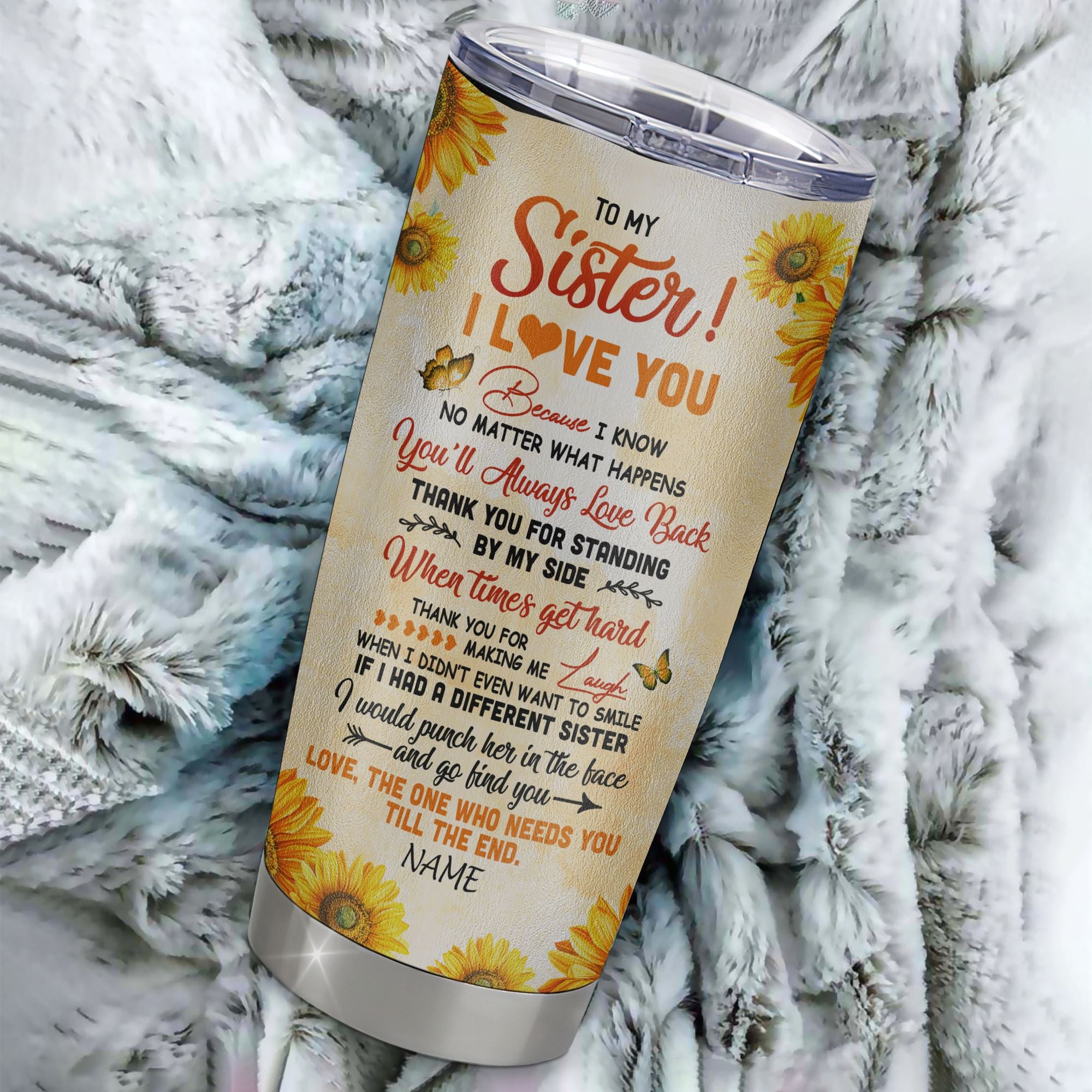 Personalized To My Sister Stainless Steel Tumbler Cup Sunflower You Are My Person I Love You Sister Birthday From Sister Christmas Travel Mug | teecentury