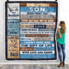 Personalized To My Son Blanket From Mom Dad I Love You Wood Son Birthday Christmas Thanksgiving Graduation Customized Fleece Blanket Blanket | Teecentury.com