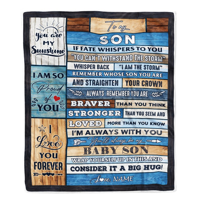 Personalized To My Son Blanket From Mom Dad Mother Wood I Am The Storm Son Birthday Graduation Christmas Customized Fleece Throw Blanket | teecentury