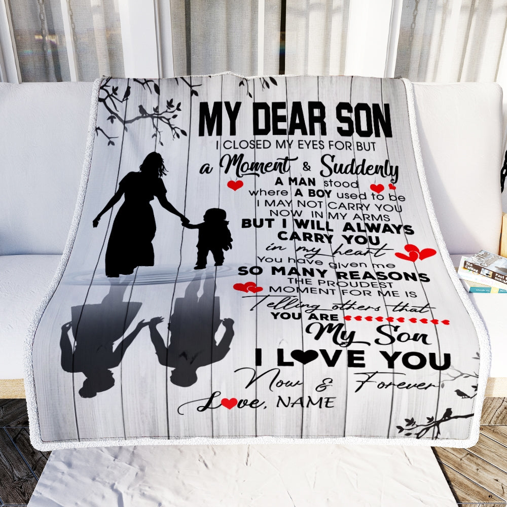 Personalized To My Son Blanket From Mom Mother I Love You Letters For Him Son Birthday Thanksgiving Graduation Christmas Customized Fleece Throw Blanket Blanket | Teecentury.com