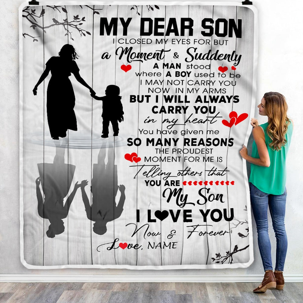 Personalized To My Son Blanket From Mom Mother I Love You Letters For Him Son Birthday Thanksgiving Graduation Christmas Customized Fleece Throw Blanket Blanket | Teecentury.com