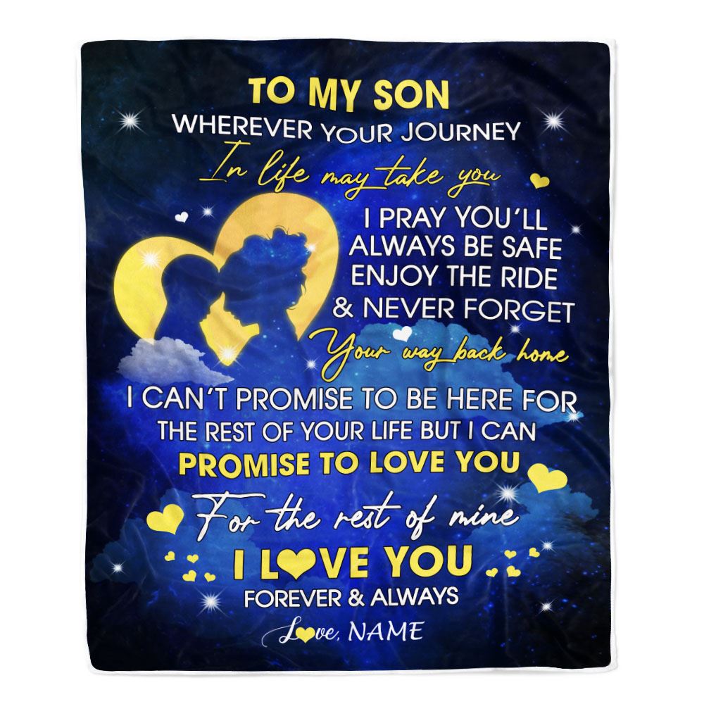 Personalized To My Son Blanket From Mom Mother Wherever Your Journey Son Birthday Graduation Christmas Customized Bed Fleece Throw Blanket | teecentury