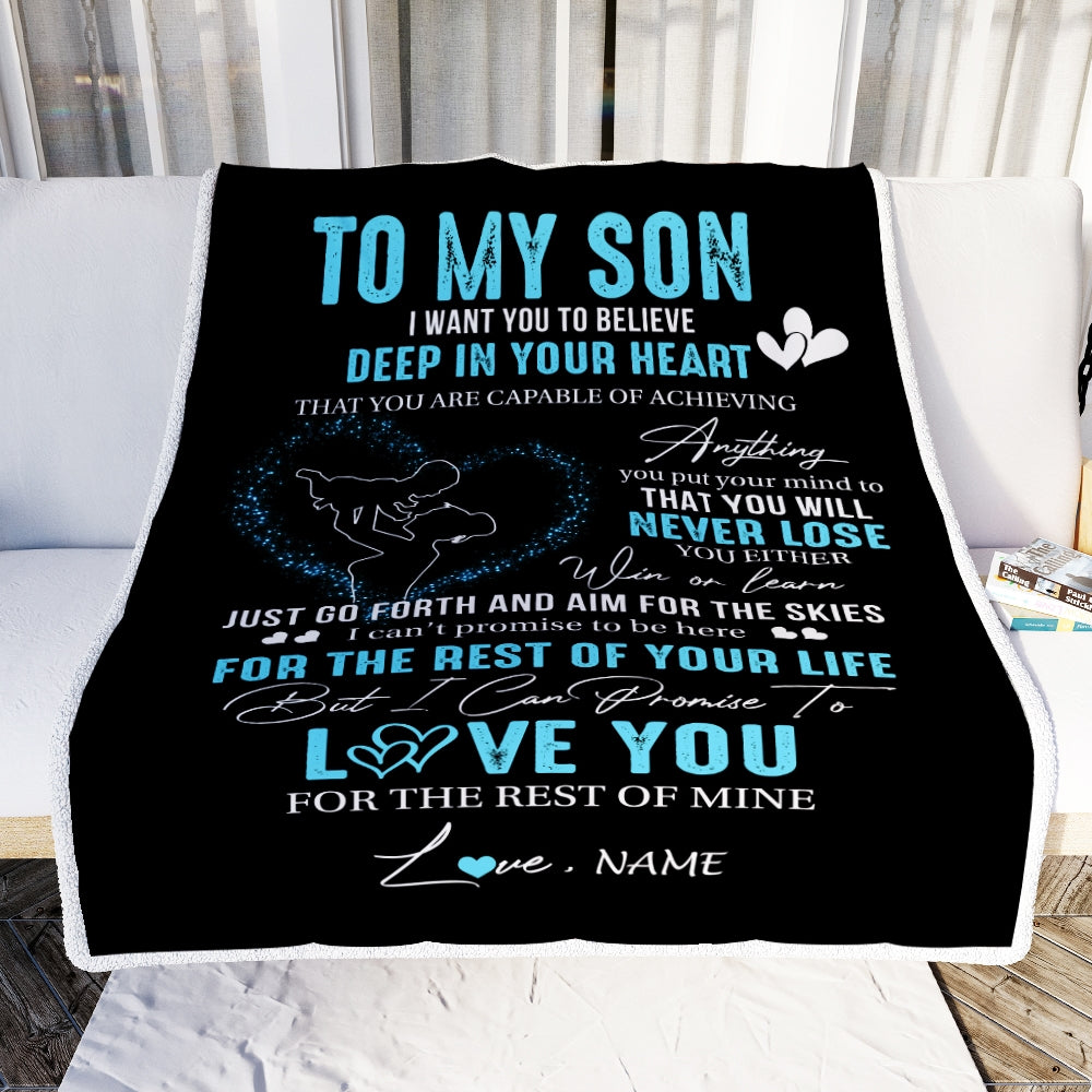 Personalized To My Son Blanket From Mom Promise To Love You Son Birthday Graduation Christmas Customized Bed Fleece Throw Blanket | teecentury