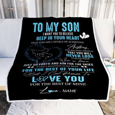 Personalized To My Son Blanket From Mom Promise To Love You Son Birthday Graduation Christmas Customized Bed Fleece Throw Blanket | teecentury