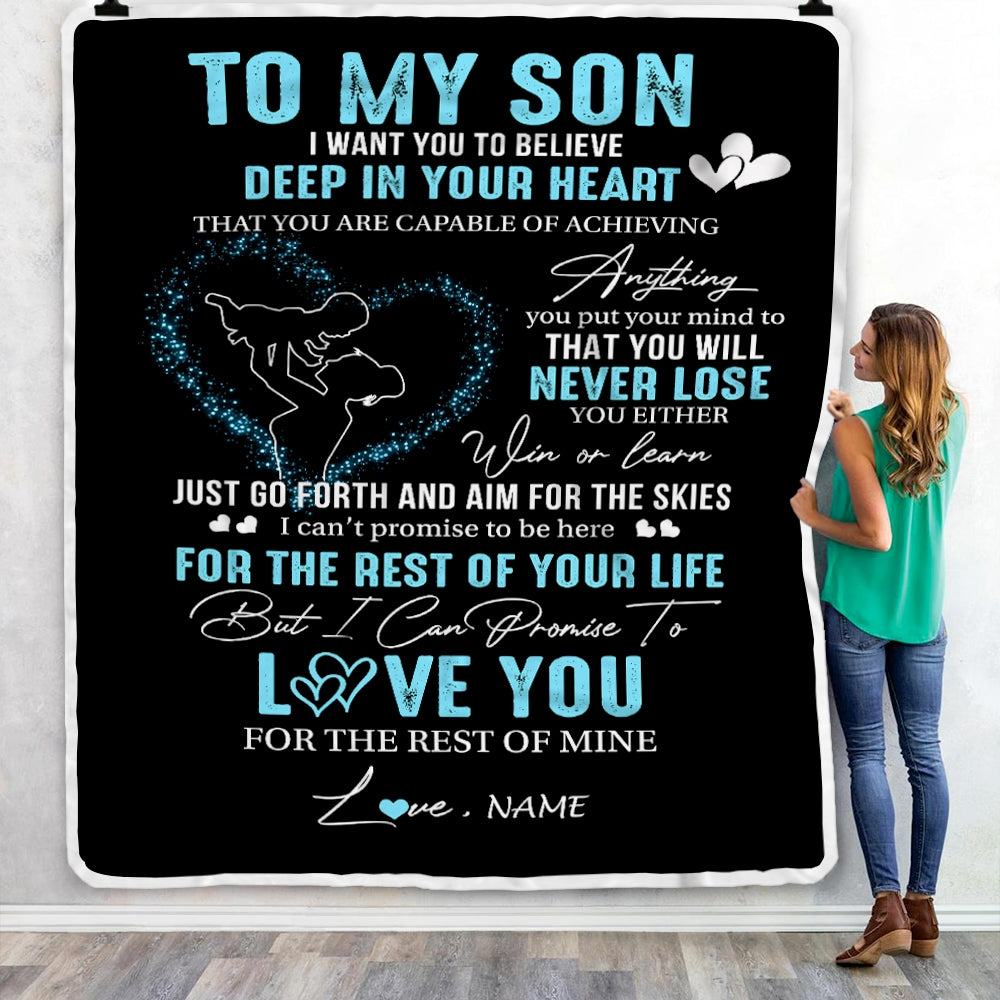 Personalized To My Son Blanket From Mom Promise To Love You Son Birthday Graduation Christmas Customized Bed Fleece Throw Blanket | teecentury