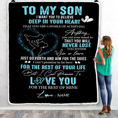 Personalized To My Son Blanket From Mom Promise To Love You Son Birthday Graduation Christmas Customized Bed Fleece Throw Blanket | teecentury