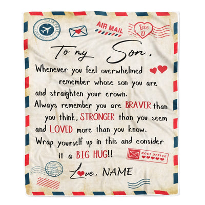 Personalized To My Son Blanket from Mom And Dad Mail Letter Son Birthday Graduation Christmas Gifts Customized Fleece Blanket Blanket | Teecentury.com
