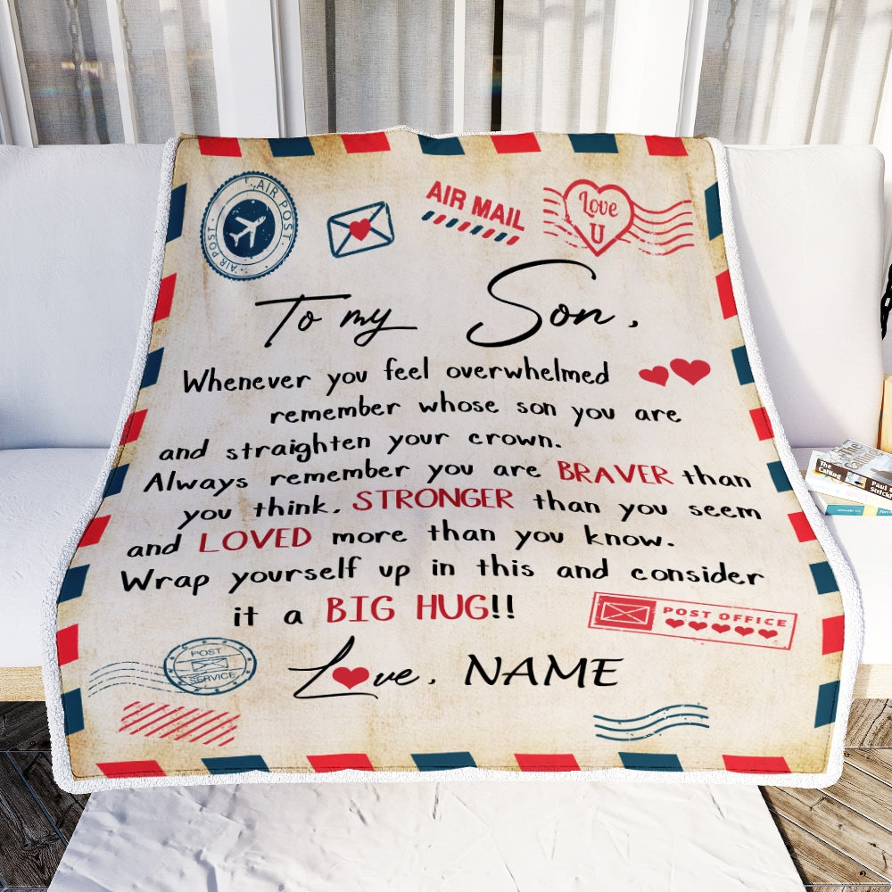 Personalized To My Son Blanket from Mom And Dad Mail Letter Son Birthday Graduation Christmas Gifts Customized Fleece Blanket Blanket | Teecentury.com