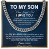 Cuban Link Chain Necklace | Personalized To My Son Cuban Necklace From Mom Dad Mother Father Never Forget That I Love You Son Birthday Christmas Customized Gift Box Message Card | teecentury